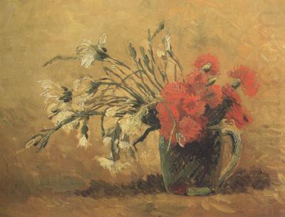 Vase with Red and White Carnations on Yellow Background (nn04), Vincent Van Gogh